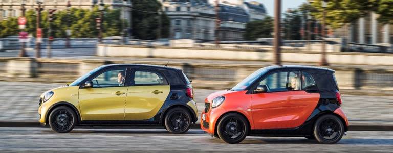  Den Smart gibt es in unterschiedlichen Größen: Forfour für vier Personen, sowie den Zweisitzer Fortwo.